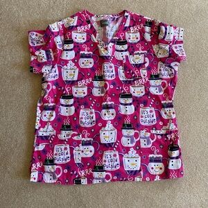 Hot Cocoa Themed Scrub Top